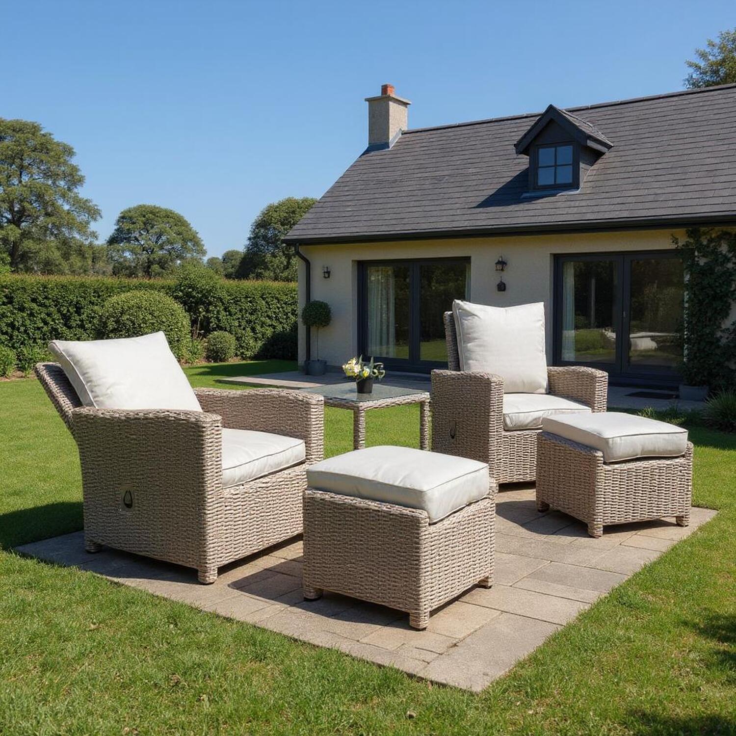 Sorrento Luxury Rattan Reclining - White