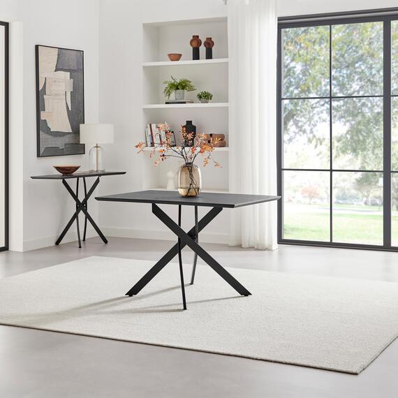 Leonardo Dining Table Veneer Top Black Legs