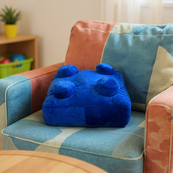 Building Brick Cushion Square Blue 