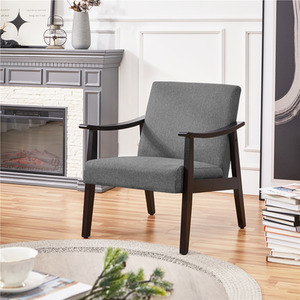 Yaheetech Upholstered Accent Armchair with Solid Wood Legs