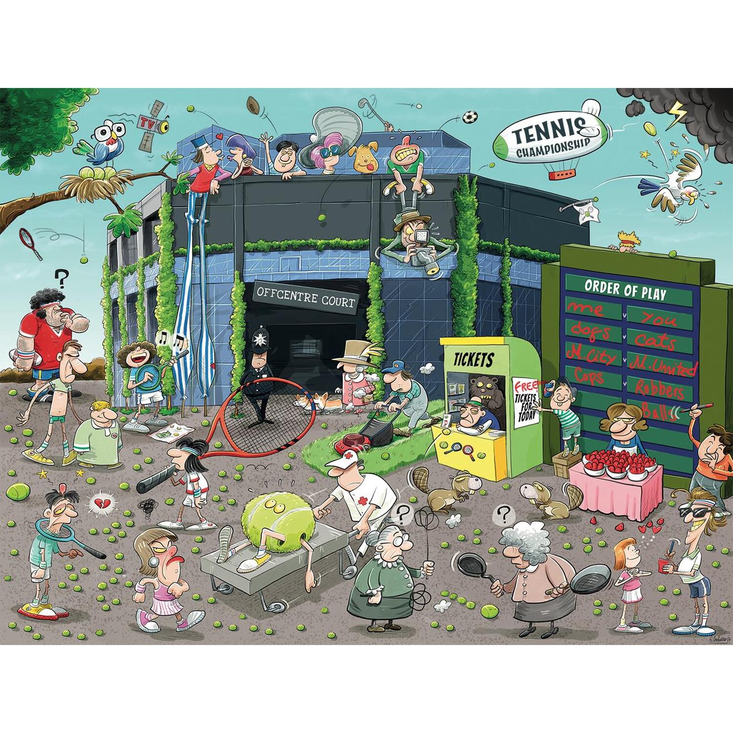 Chaos At The Tennis Tournament 1000 Teile Puzzle – Motiv: Wimbledon Chaos Nr. 6, 66 X 50 Cm