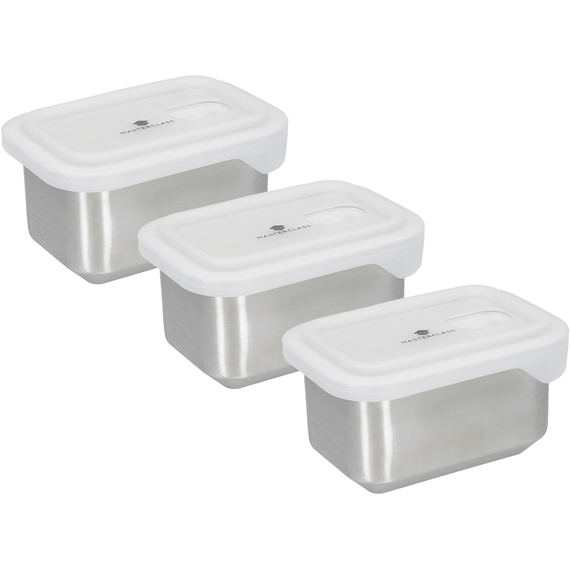 MasterClass All-in-One Set of 3 Stainless Steel Food Containers 750ml - Silver