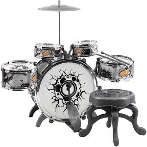 Kids Drum Kit Jazz Band Musical Toy With Stool