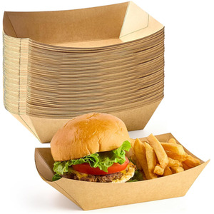 Brown Kraft Paper Food Trays Disposable Serving Plates