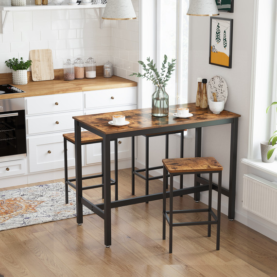 Bar Stools Set of 2, 65 cm, Rustic Brown and Black