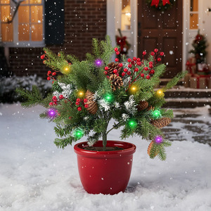 Artificial Christmas Tree with Stake and Decorations