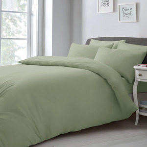 Sage / Single Soft Touch Plain Microfibre Duvet Cover and Pillowcase Set shot 11859809