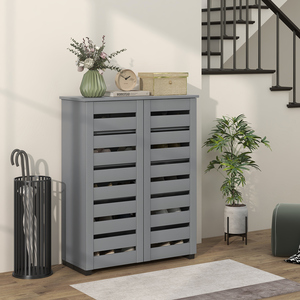 HOMCOM 5-Tier Narrow Shoe Cabinet with Adjustable Shelves