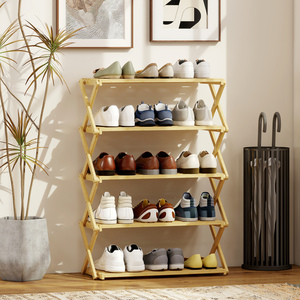 HOMCOM 5-Tier Folding Bamboo Shoe Rack