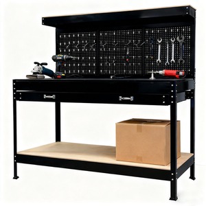 Heavy Duty Metal Workbench Garage Table Pegboard Shelf Drawer Workshop