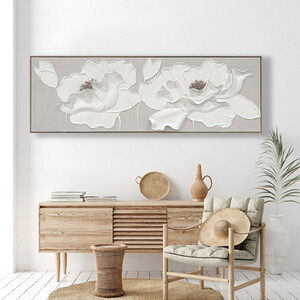 Neutral 3D Embellished Flower Canvas