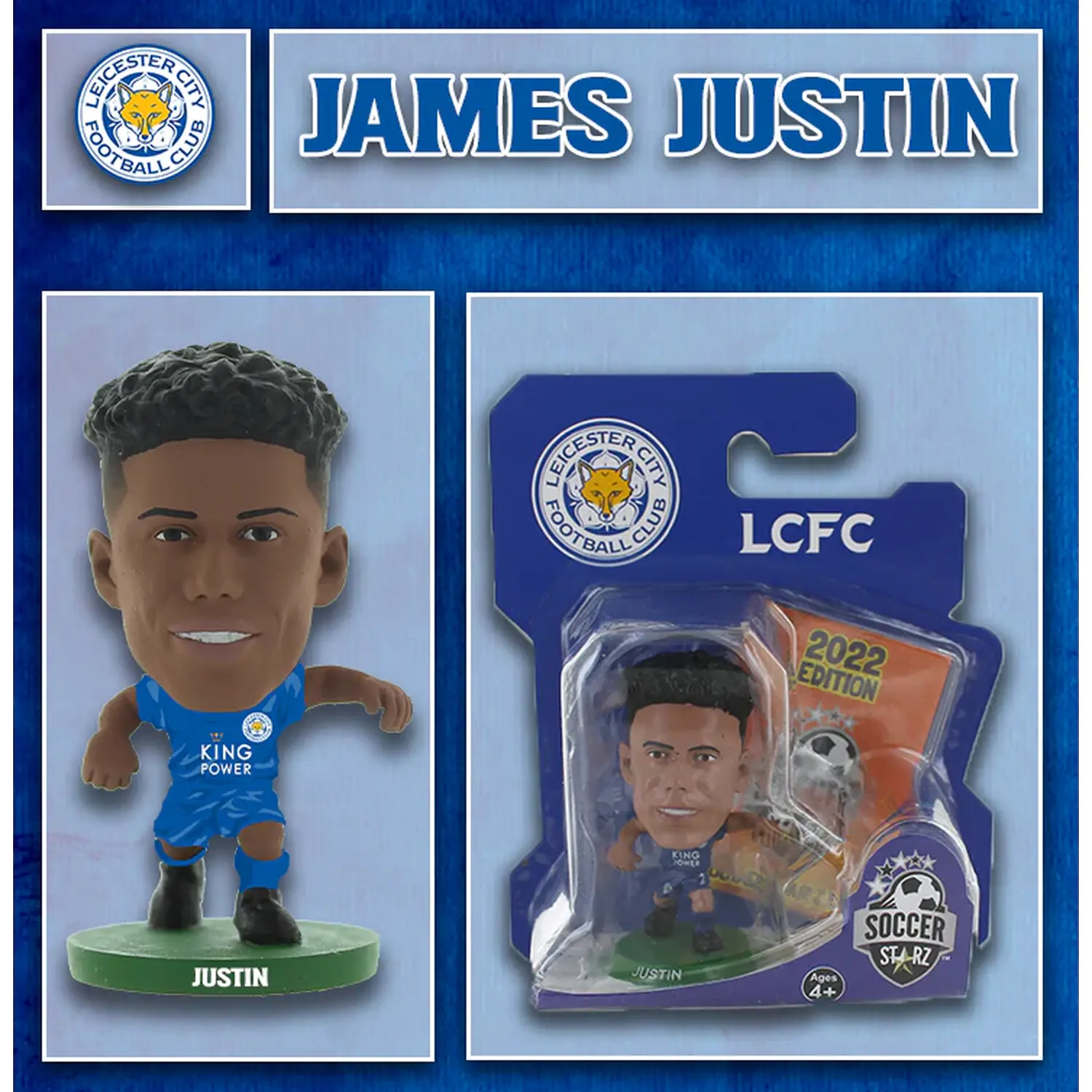 SoccerStarz Leicester James Justin-HomeKit ClassicKit 5cm Figure - Blue