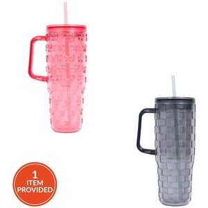 Embossed Tumbler with Straw