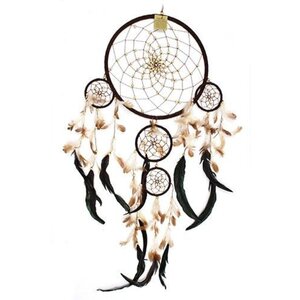 Large Handcrafted Bali Dreamcatcher - Cream, Coffee  Chocolate Colors