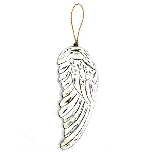 Handcrafted Angel Wing Wall Decor - 30cm Vintage Whitewash Wood