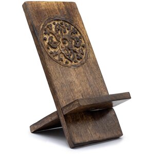 Handcrafted Mango Wood Mandala Phone Stand Eco Friendly, Unique Design