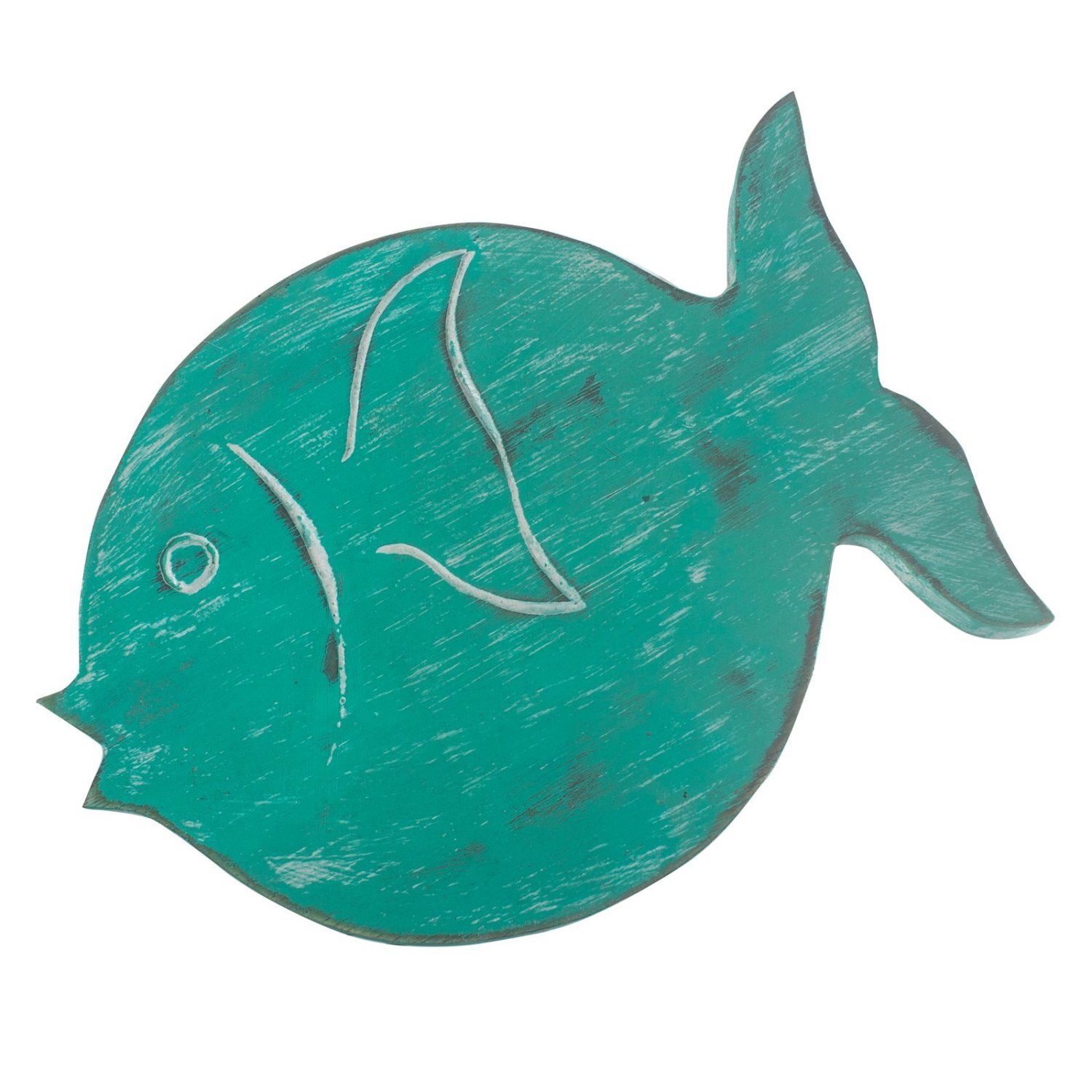 Albasia Wood Fish Stand Turquoise Handcrafted Plant Holder - Teal