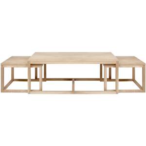 Meadowbloom 3-Piece Nesting Coffee Tables, White Pigmented Oak Look