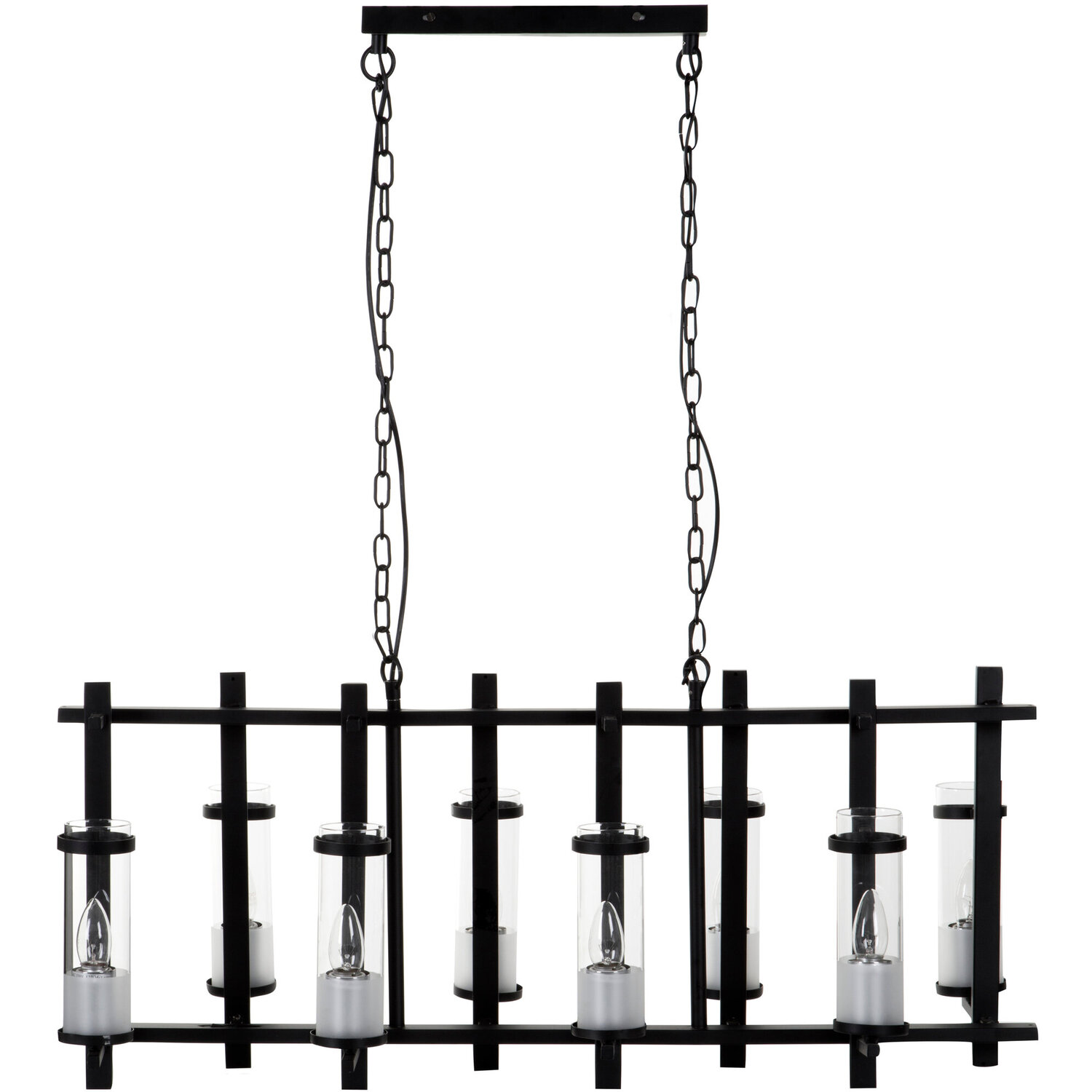 Aspen Iron and Glass Wide Pendant Light - Black