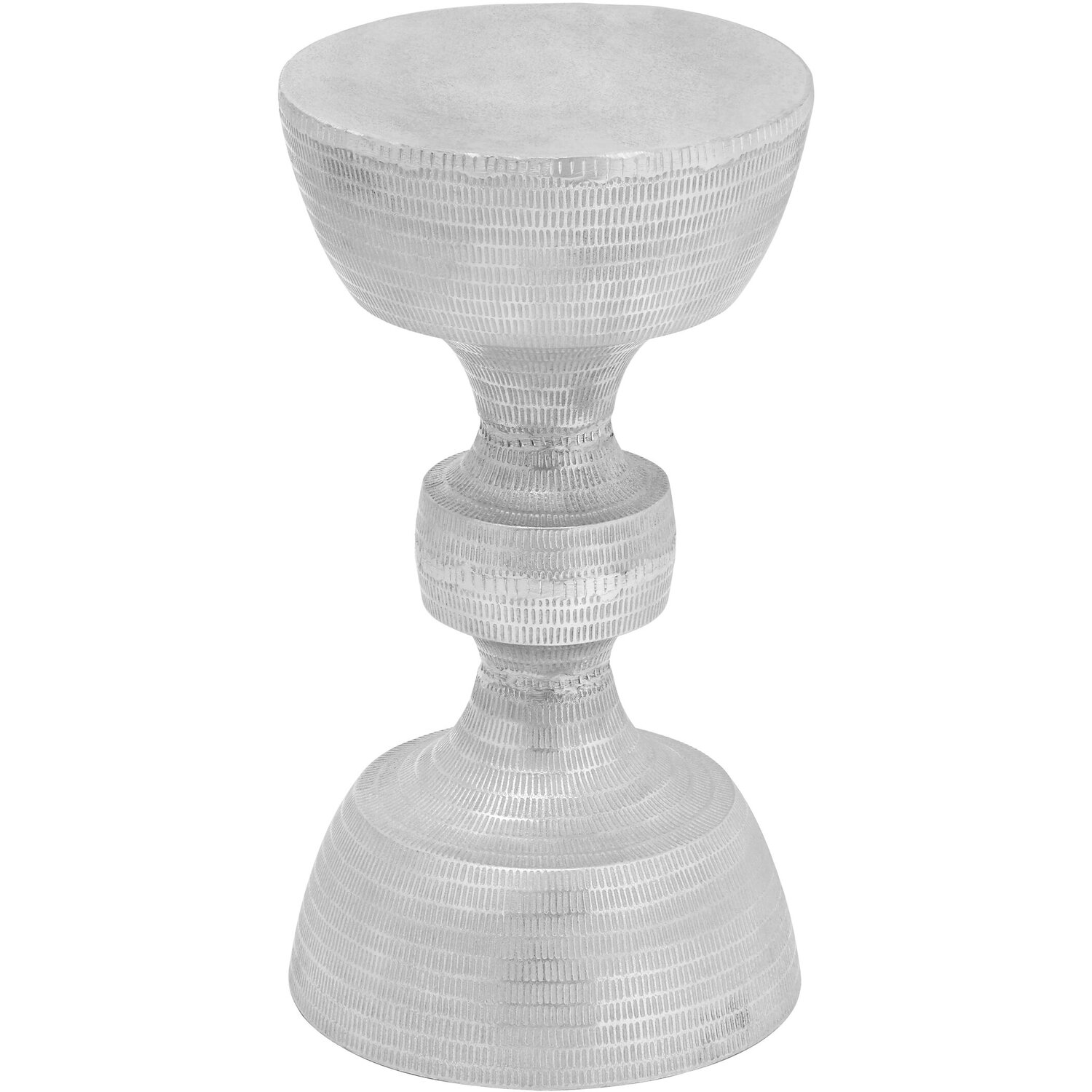 Matin Large Textured Aluminium Side Table - Silver
