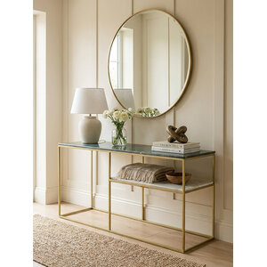 Nirav Assorted Marble And Gold Frame Console Table