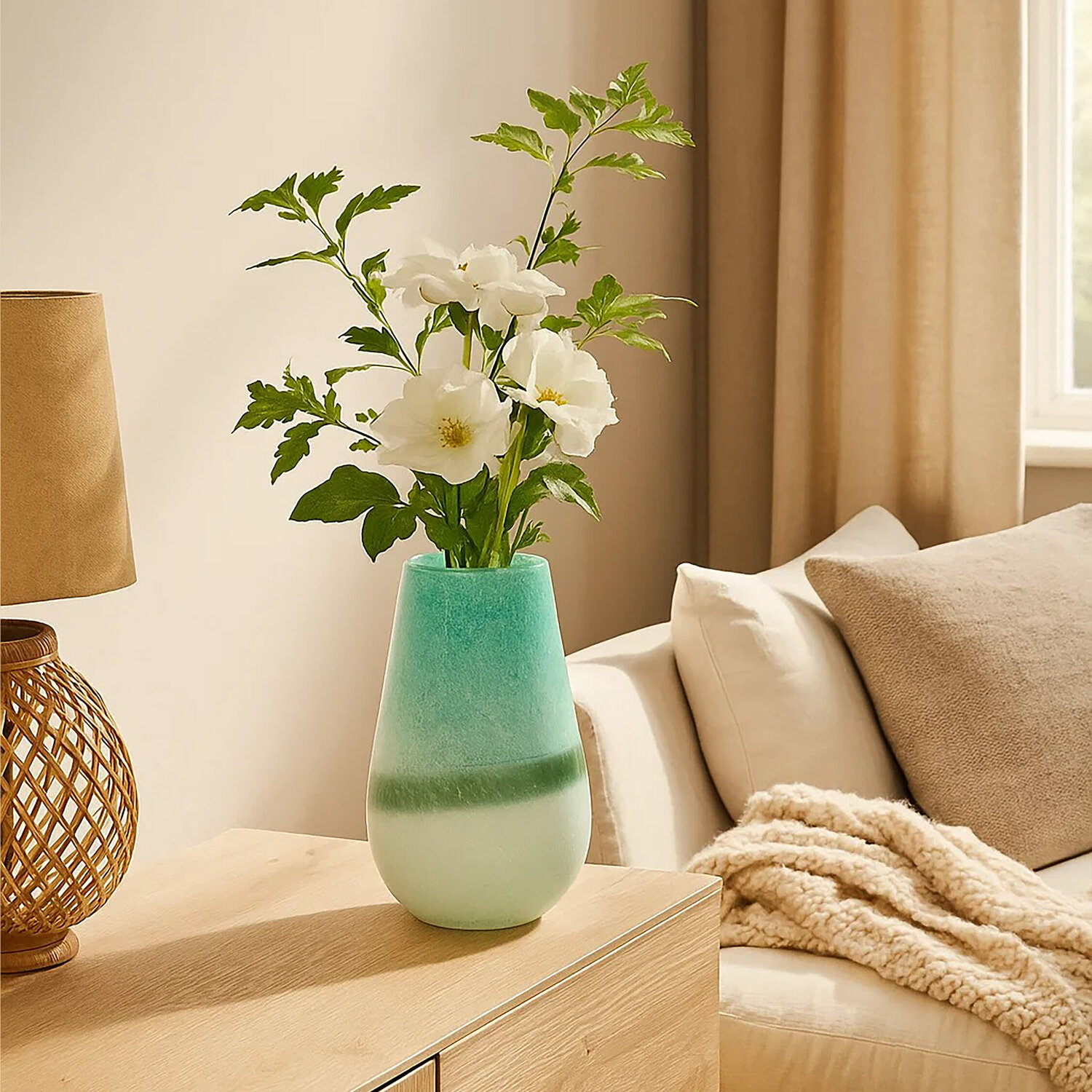 Callie White and Gold Small Pedestal Vase - Glass 100%