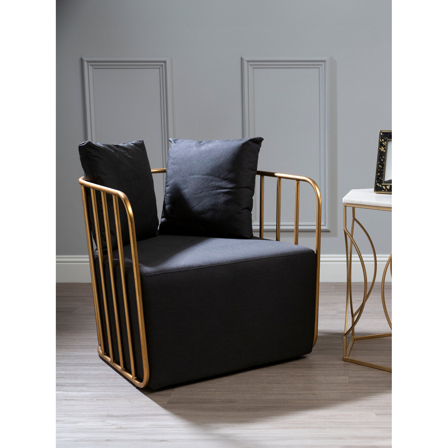 Rosina Black Linen Chair - Black