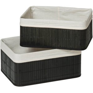 Kankyo Set Of Two Black Bamboo Storage Boxes