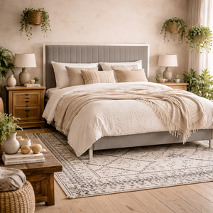 Killarney 5ft King Mink Velvet Bed with Tall Ribbed Headboard