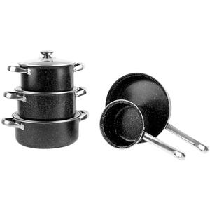 8-PC Black Marble Cookware Set with Lid