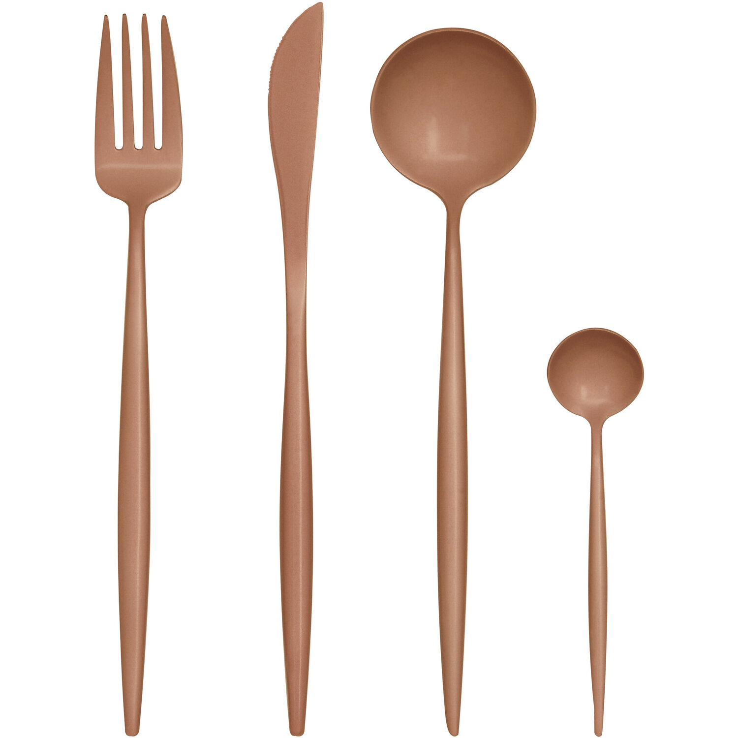 Avie 16 Piece Matte Pink Finish Cutlery Set - Pink