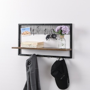 Rectangle Wall Shelf With Hooks