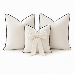 Set Of 3 Plush Velvet Bespoke Cushion Set Of Three With Piping