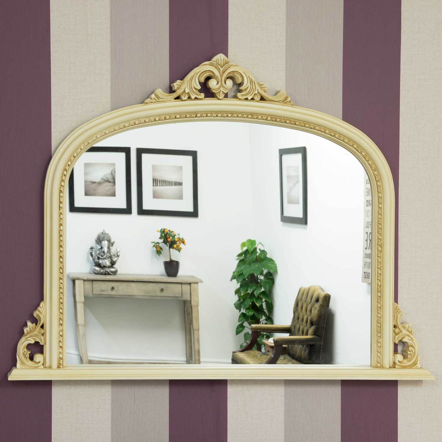 Image of Bowler Cream Decorative Large Overmantle Mirror&hellip;