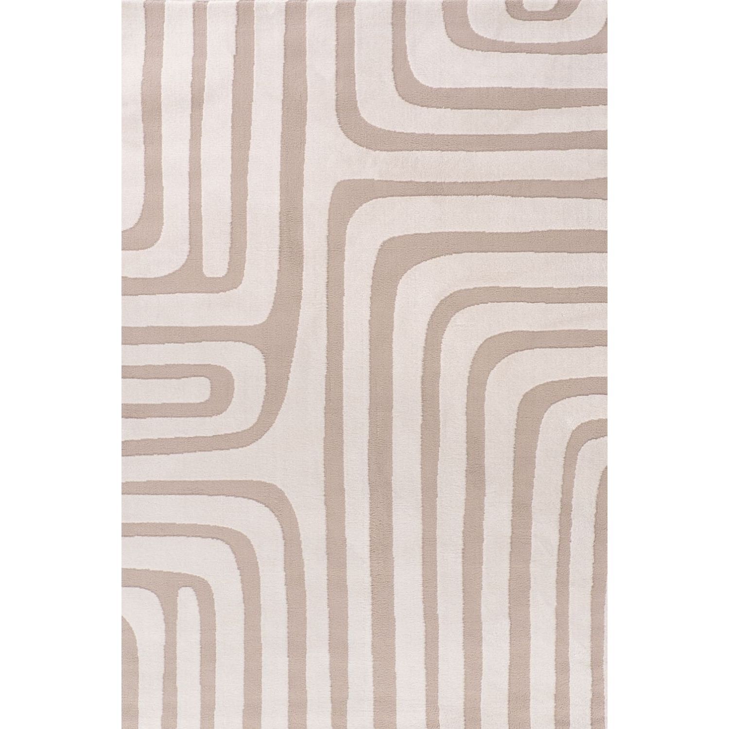 The Rugs Unisex Beige Loft Curved Line Living Room Area Rug & Runners Soft Pile In | : 80 Cm X 150 Cm - Image 3