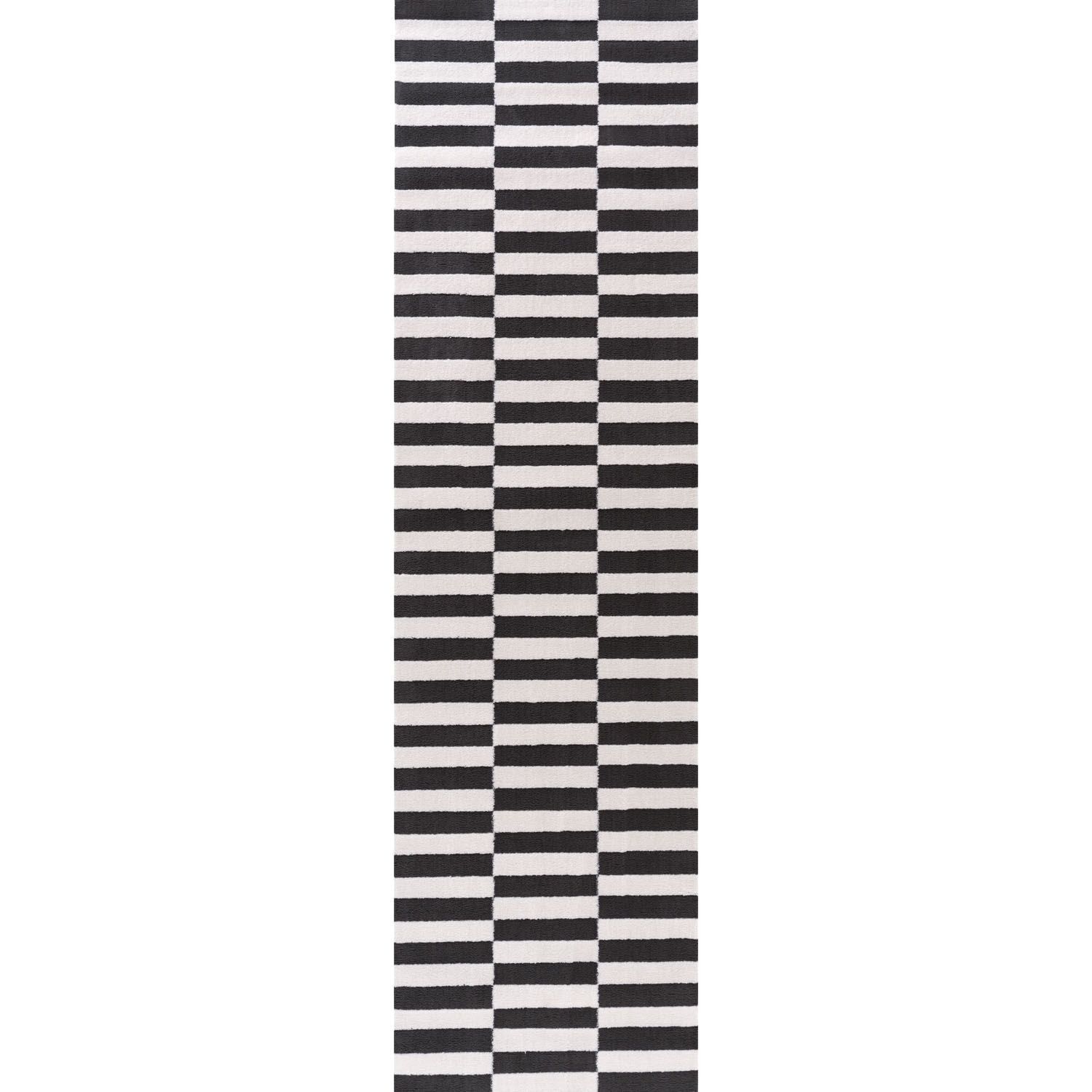 THE RUGS Loft Striped Living Room Area Rug & Runners Soft Pile in Dark Grey | Size: 80cm x 300cm - Image 3