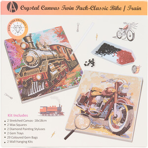 Pack of 2 Bike and Train Crystal Canvases