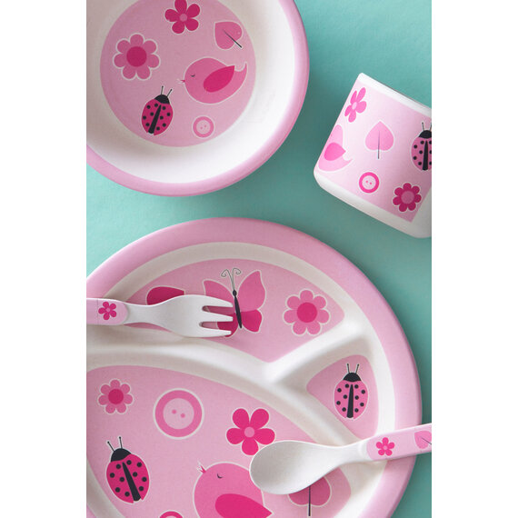 Eden Kids 5 Piece Pink Bamboo Dinner Set