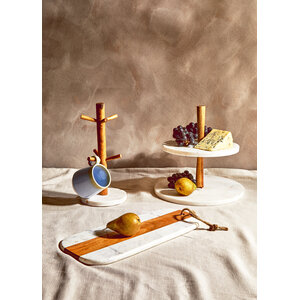 Monzaro Acacia Wood And White Marble Mug Tree