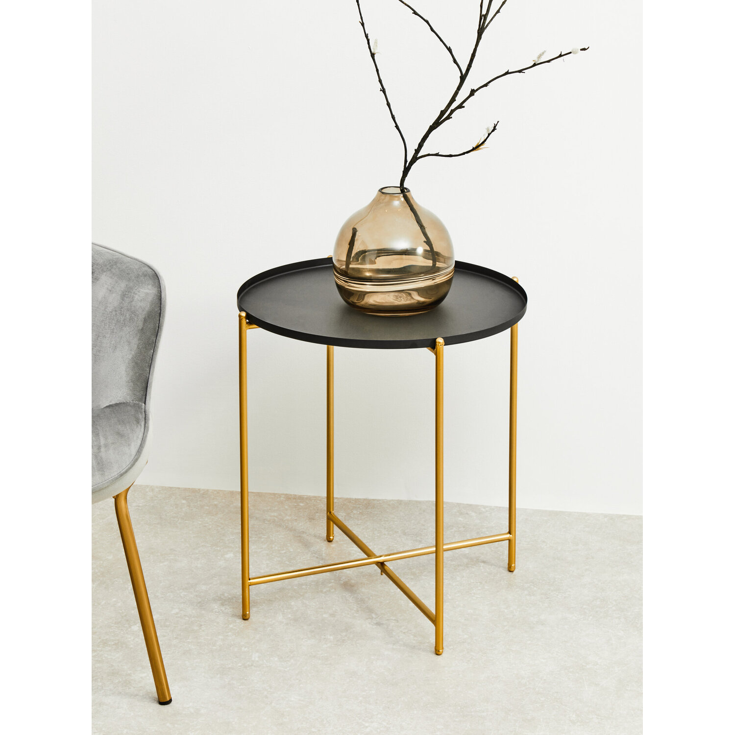 Trosa Black Top Side Table - Black