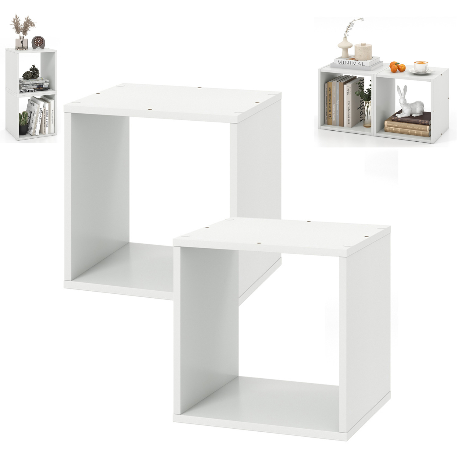Stackable Cube Storage Organizer Set Of 2 - White