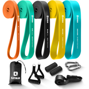 KAYMAN Resistance Band 5-Pack 5-125lbs - Latex, Door Anchor, Carry Bag