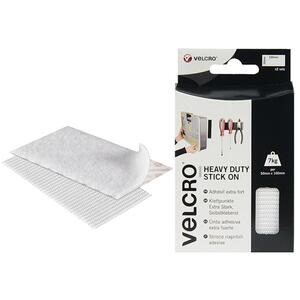 Velcro Brand Heavy-Duty Stick On Strips (2) 50 X100mm White
