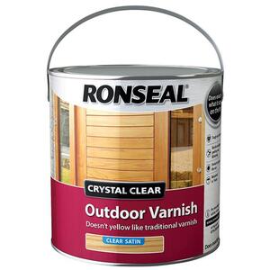 Ronseal Crystal Clear Outdoor Varnish Satin 2.5 Litre - Weatherproof Finish