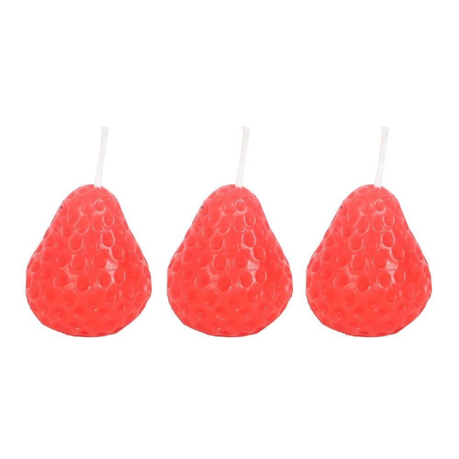 Something Different Strawberry Candles (Pack Of 3) - Red