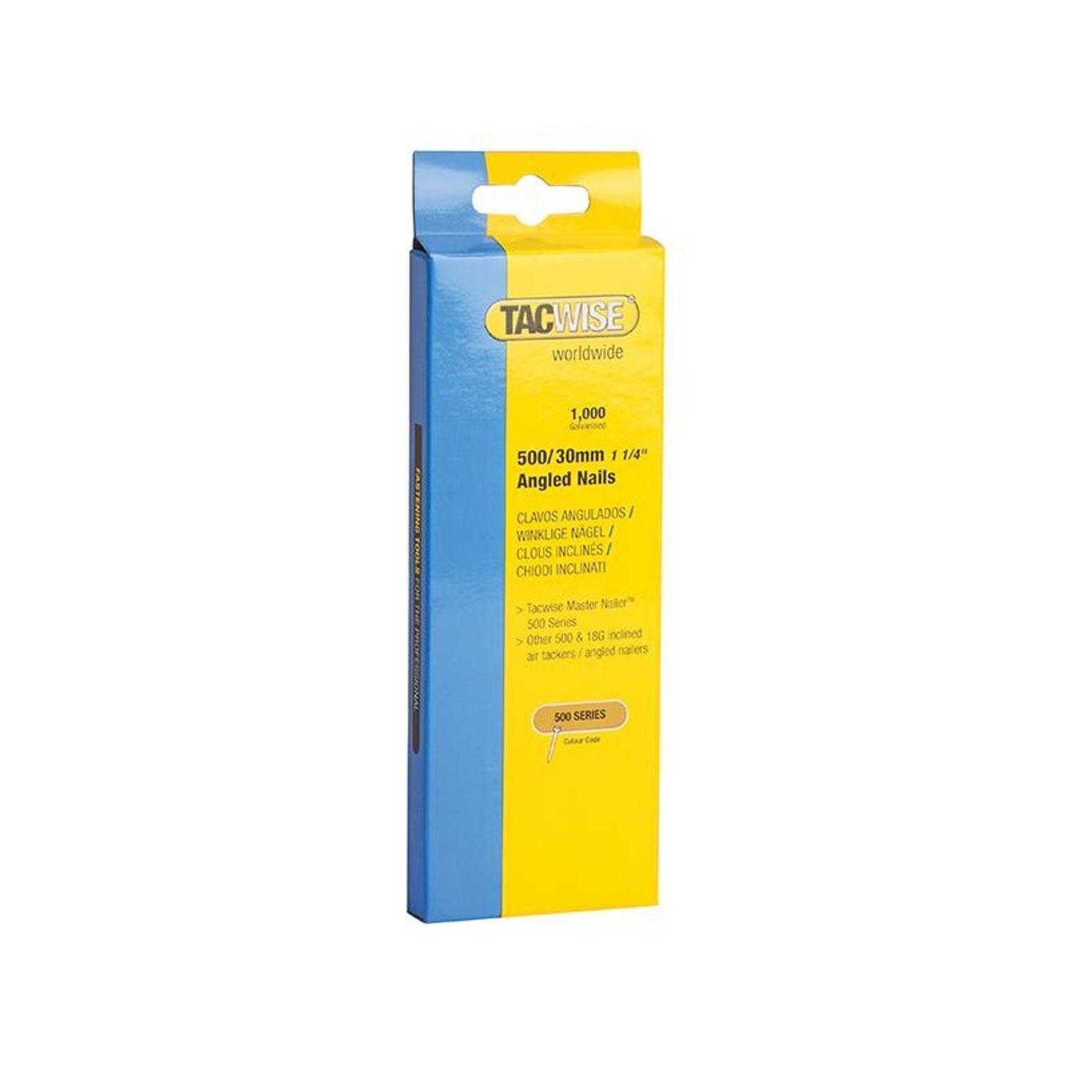 Tacwise 500 Series 18 Gauge Angled Nails - Multi Colour
