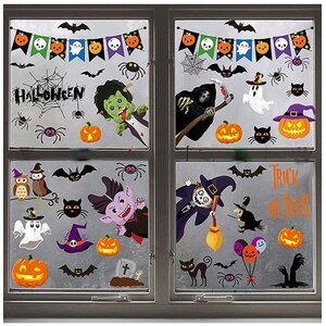 Halloween Witch Window Sticker Set 9 Sheets Removable PVC
