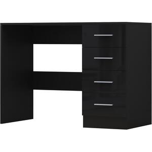 Reflect 4 Drawer High Gloss Desk - 72cm x 99cm x 39.5cm (Black Gloss/Black Oak)
