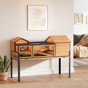PawHut Wooden Tortoise House with Stand Legs for Indoor D40-057V00YL