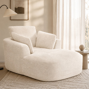 MIMO Indoor Chaise Lounge Lasy Sofa with 30D Foam, Chenille Upholstery